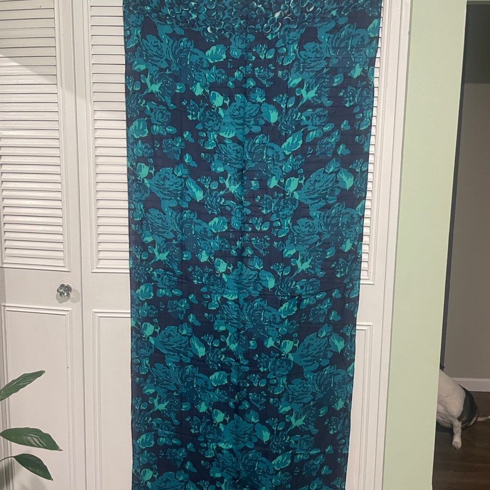Isaac Mizrahi Teal Floral Swim Sarong